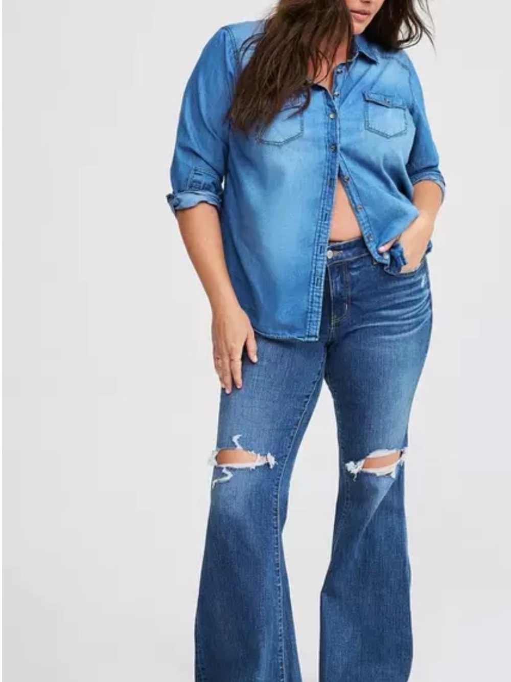NWT TORRID DISTRESSED Perfect Mid-Rise Flare Jean SIZE 22